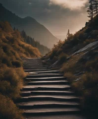 Poster Staircase with greenery on both sides.  © Christophe