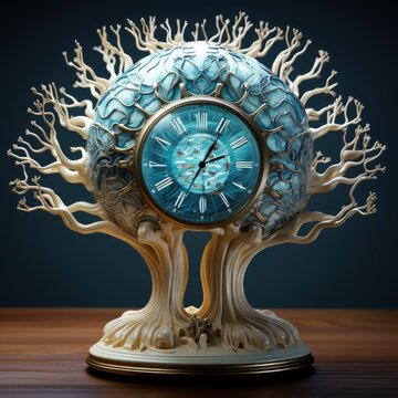 Blue Clock in the Shape of a Brain