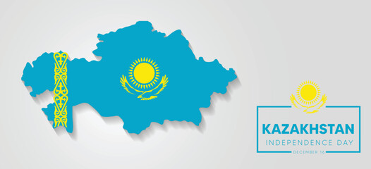 Kazakhstan Independence Day 16 December flag map vector poster