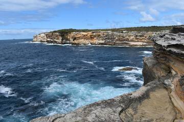 Ocean and snadstone cliffs, Magic Point, Malabar, Sydney, NSW, Australia