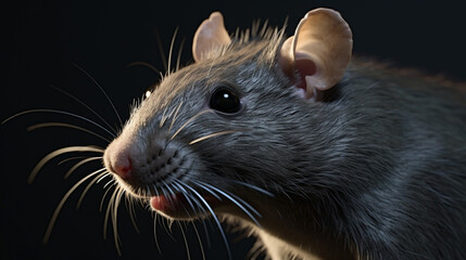 Head of young common rat. Young baby brown rat, Rattus norvegicus. generative ai