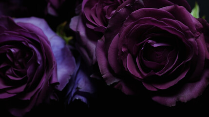 Elegant Purple Roses Closeup on Dark Background Romantic Floral Wallpaper