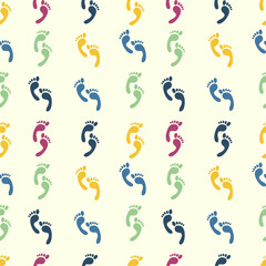 Human Bare Footprints seamless vector pattern background