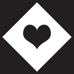 Heart icon vector. Love logo design. Heart vector icon illustration in rhombus isolated on black background