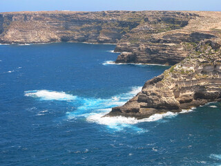 Coastal panorama with beautiful blue sea of Mediterranean sea island