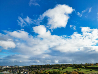 Fototapeta na wymiar Bright Blue Sky with Clouds over England