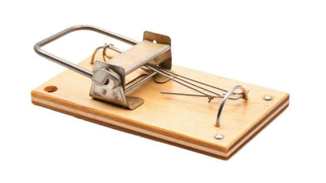 Empty mouse trap on transparent background