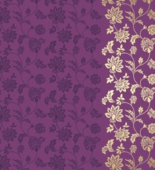 wedding card design, traditional paisley floral pattern , royal India	