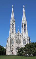 Gothic style bell towers of the votive church in Vienna capital of Austria