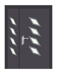 Obraz premium Front door. Closed entrance house in modern flat design. Decorative element isolated on white background. illustration