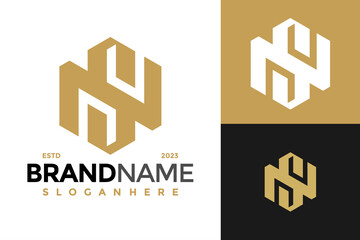 Letter Ns or Sn Hexagon Logo design vector symbol icon illustration