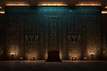 Artistic Hieroglyphics colorful wall. Ancient egypt. Generate Ai - obrazy, fototapety, plakaty