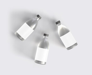 Frosted bottles mockup top view