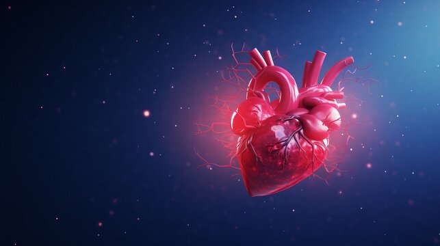 Artistic Valentine's Day Heart: Realistic Human Organ Illustration with Abstract Artistic Polygon Design