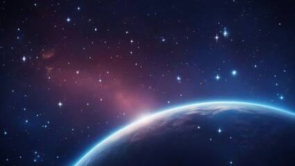 earth in space  Deep blue space background filled with nebulae and shining stars 