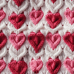 Seamless knitted pattern with hearts. Ai generated