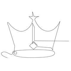 King crown Continuous one line vector art drawing and illustration