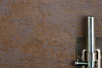 close-up old sliding lock. Minimal photography with industrial object