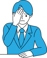 問題が発生して頭をかかえるスーツ姿の男性