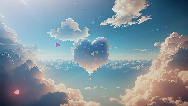 beautiful colorful heart in the clouds, love celebration