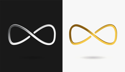 Fototapeta premium Golden Infinity Simple, Miimal, Flat icon for ux ui design, vector design element, web, online, website, iconography gradient