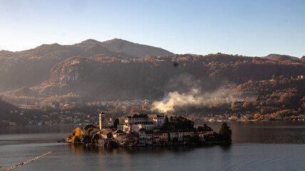 Orta San Giulio, beautiful village on Lake Orta, Piedmont (Piemonte), Italy.