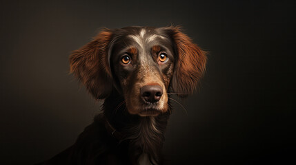 Melancholic Brown Dog Portrait: Studio Capture of a Sad-Looking Canine in Clean Dark Background, Depicting Pet Care, Animal Neglect, and the Emotion of Abandoned Dogs