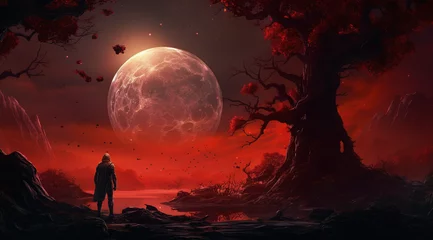 Poster Fantasy landscape with moon © Vilius