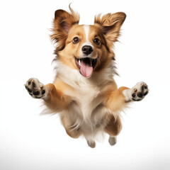 Cute happy dog jumping 