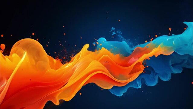 Abstract colorful liquid splashes on dark background