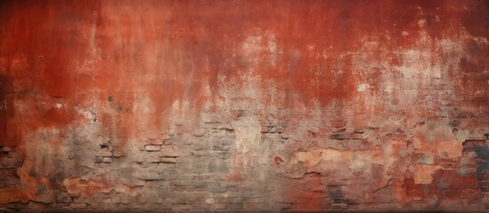 The old urban wall stood tall, its weathered surface revealing both the texture and history of the grunge-brick structure, complemented by a red-colored wallpaper design that added a unique touch to