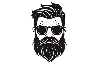 Beard and glasses man Logo Vector Illustration Barbershop isolated on a transparent background.