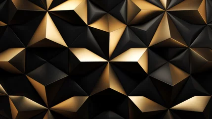Fotobehang Abstract Black and gold glitter triangle horizontal background. © sderbane