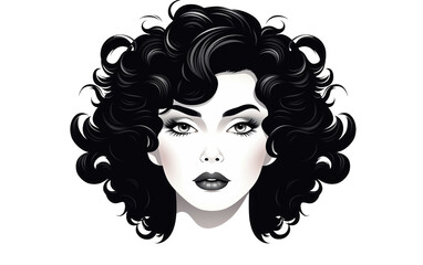 Black Wig Art Logo Vector Illustration isolated on a transparent background.