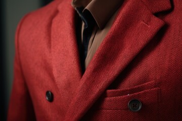 A man wearing a red jacket and tie. This image can be used to depict professionalism and formal attire