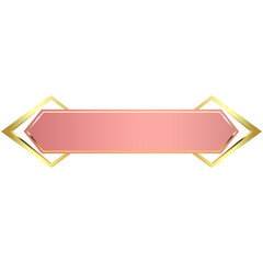 pink banner bar gold frame and gold arrow