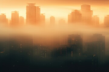 A captivating view of a city engulfed in a thick fog. This image can be used to create a mysterious and atmospheric atmosphere in various projects