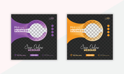 Professional Business Webinar Presentation Layout for Social Media Post. Business social media post banner template.