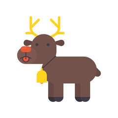 Reindeer stands and shows tongue