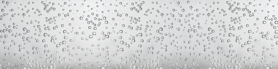 Bubbles in water on white background. Closeup. Long banner