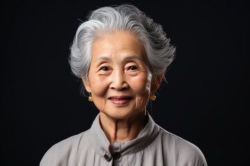 portrait of smiling asian grandmother, generative ai 