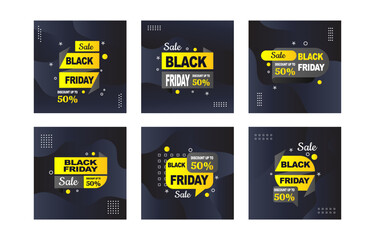 black friday social media post set template design. vector illustration