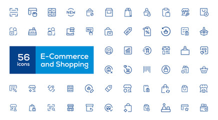 Big Set of Shopping icons. E-commerce icon collection. Online shopping thin line icons