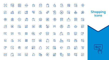 Big Set of Shopping icons. E-commerce icon collection. Online shopping thin line icons