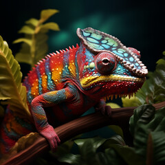 colorful chameleon on a branch