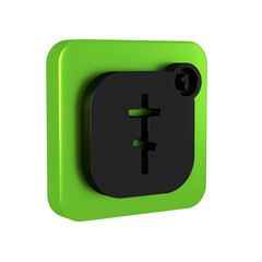 Black Online church pastor preaching video streaming icon isolated on transparent background. Online church of Jesus Christ. Green square button.