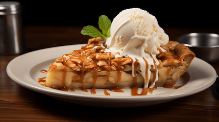 Tarta de manzana con helado 