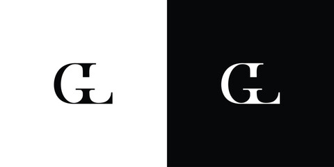 Abstract Alphabet letters Initials Monogram logo GL in black and white color © Muhibin