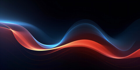 Abstract background, soft blue and red waves on a black background