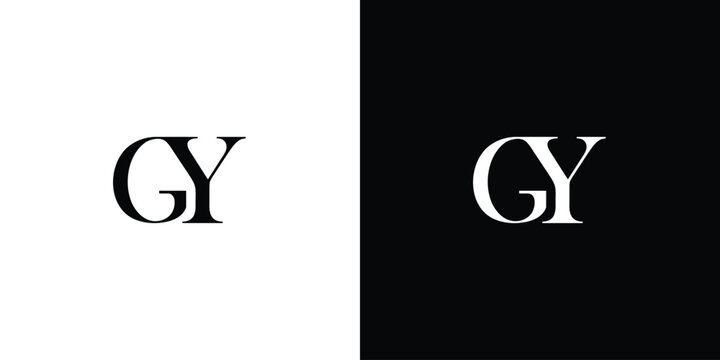 Abstract GY initial logo design in black and white color
